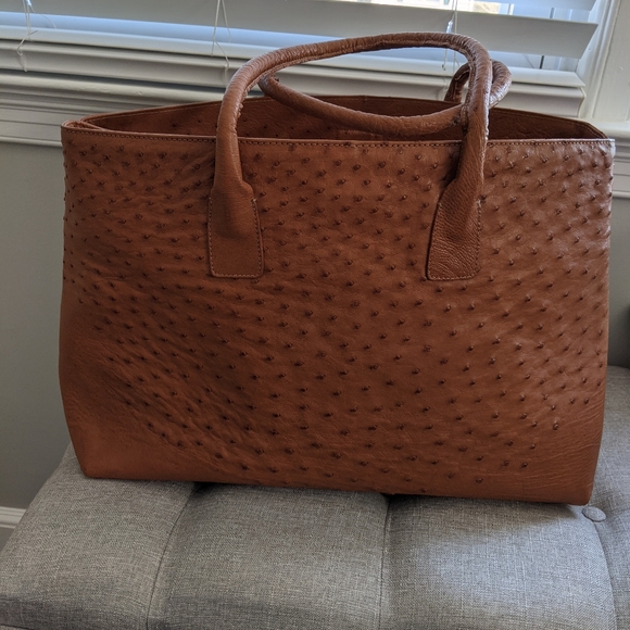 Barfield Collection Tan Ostrich Leather Tote - Picture 1 of 10